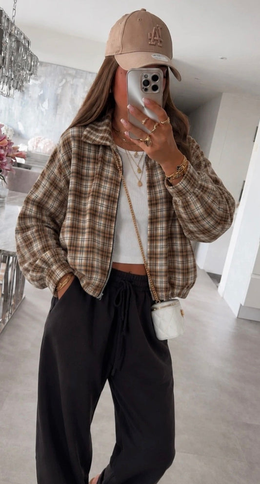 Karierte Sweatjacke