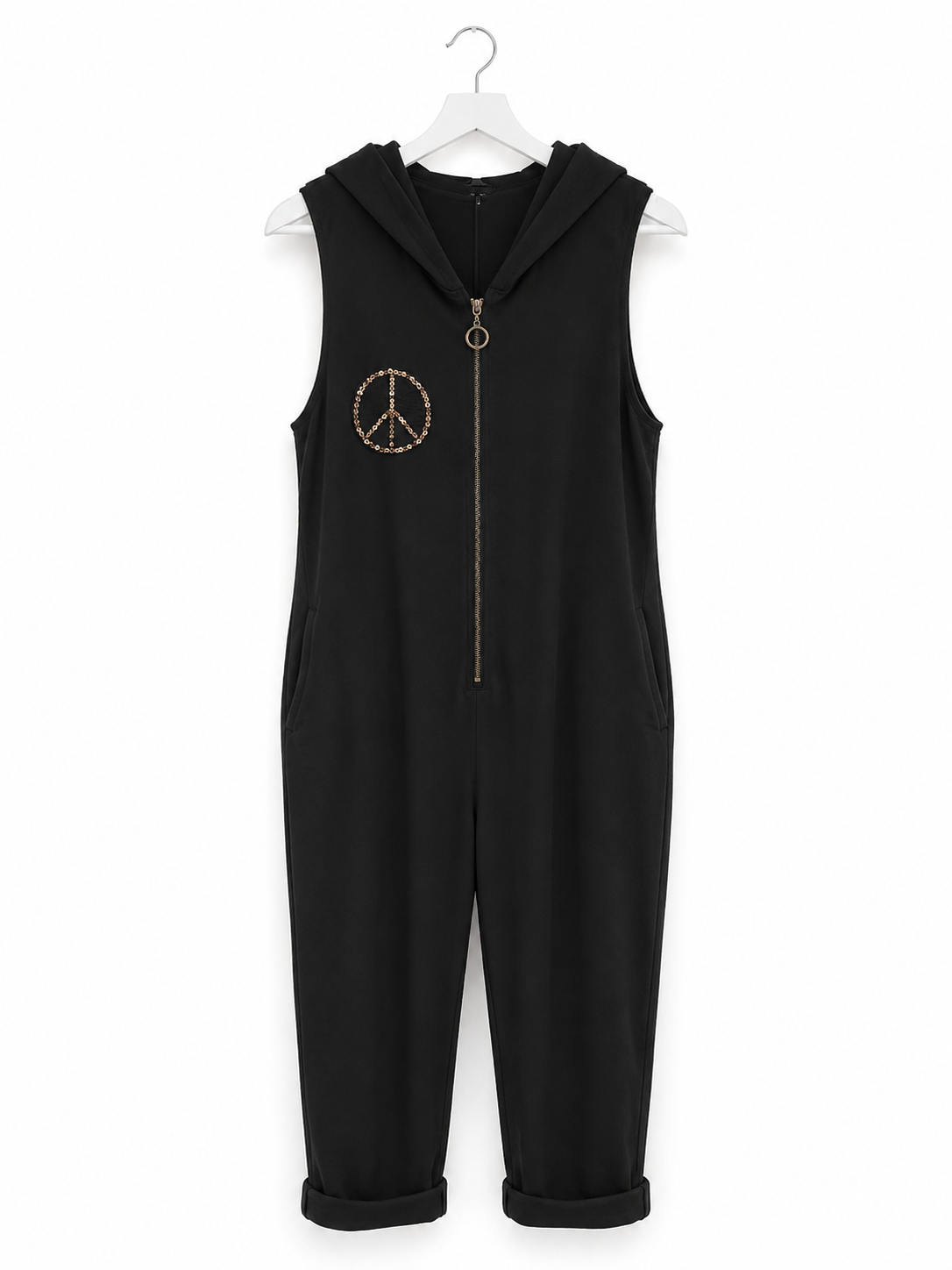 Jumpsuit mit Kapuze & Peace-Patch