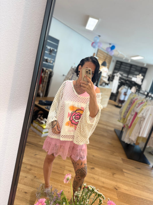 Häkelpullover „Love Bloom“ – Creme