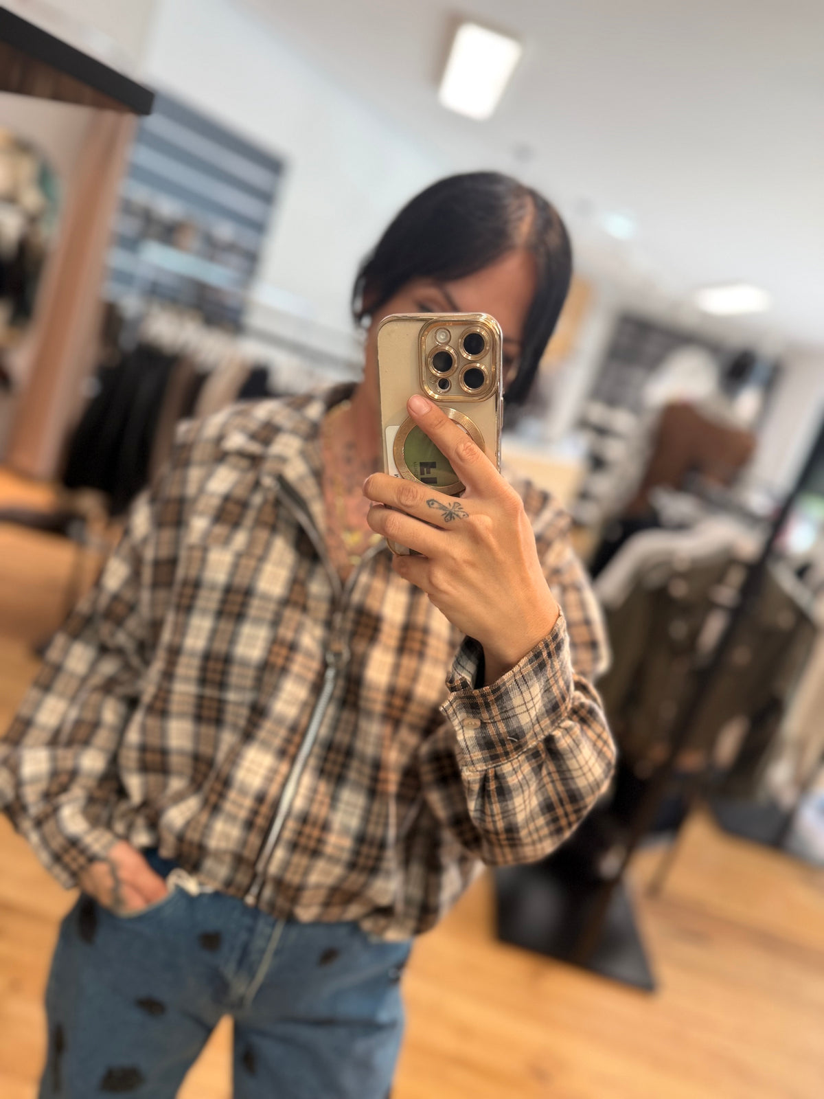 Karierte Sweatjacke