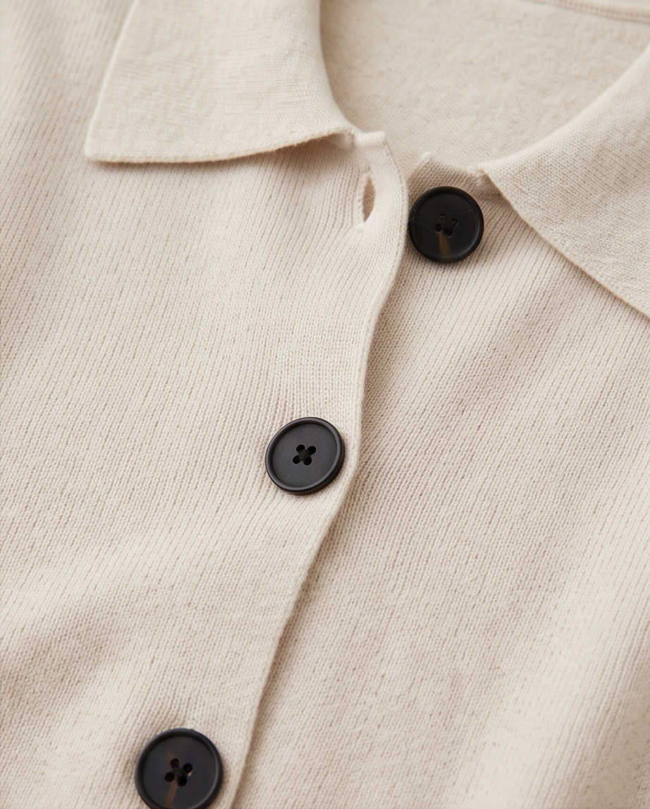 Strick-Cardigan mit Hemdkragen Ecru