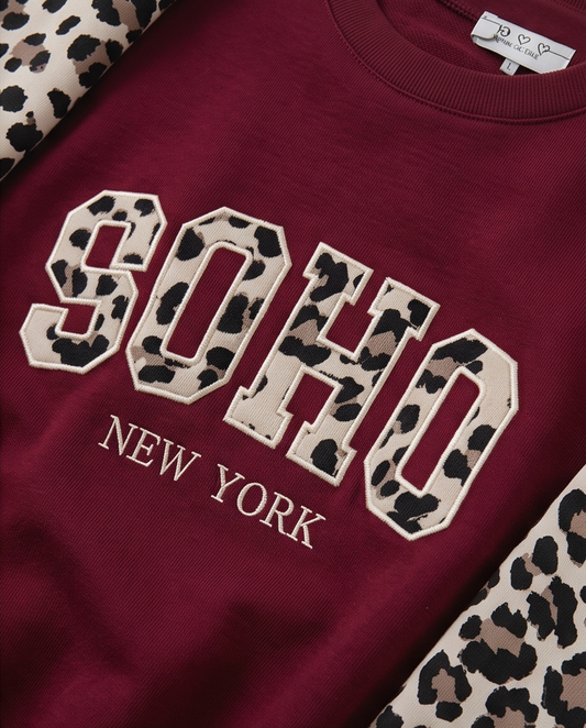 Pullover SOHO mit Leo-Ärmeln – Bordeaux