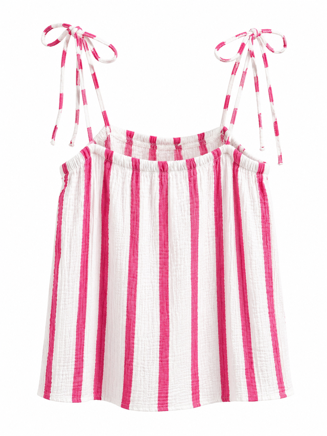 Damen Sommertop mit Schleifträgern Pink Weiss