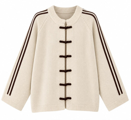 Strickjacke mit Kontraststreifen 🤍🤎