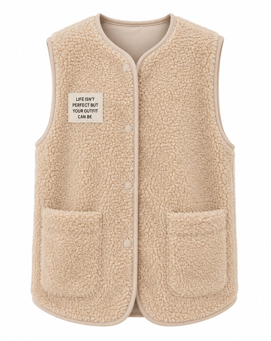 WestLange Teddy Weste – Beige & Braun