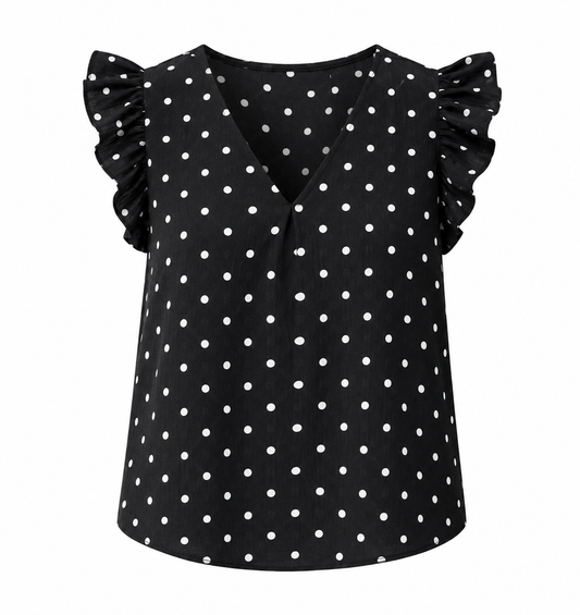 Punkte Bluse mit Volantärmeln