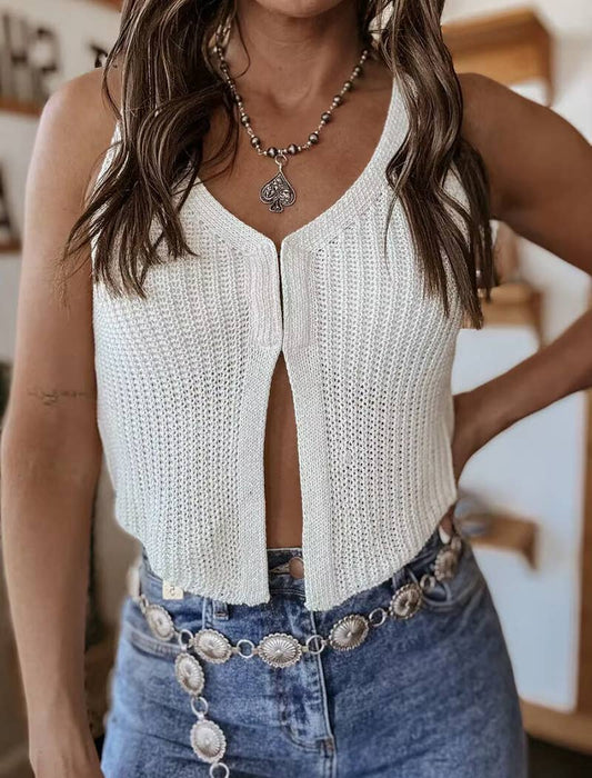 Knopf-Front-Stricktop