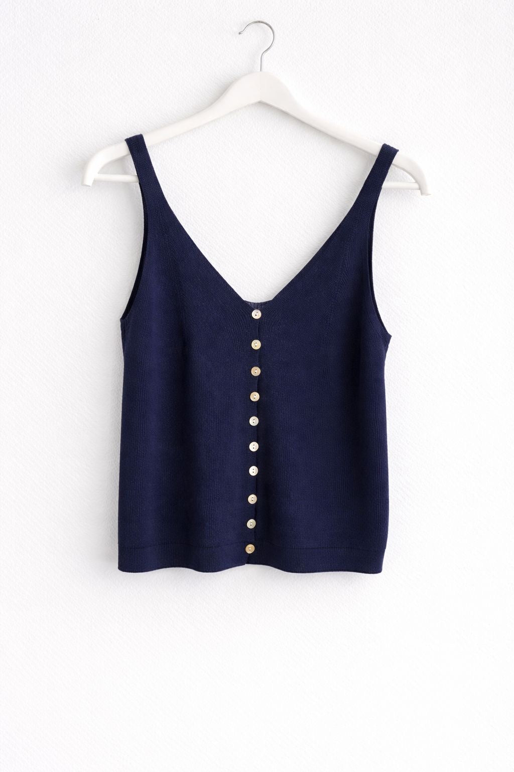 Button Knit Top – Beige / Pink / Navy