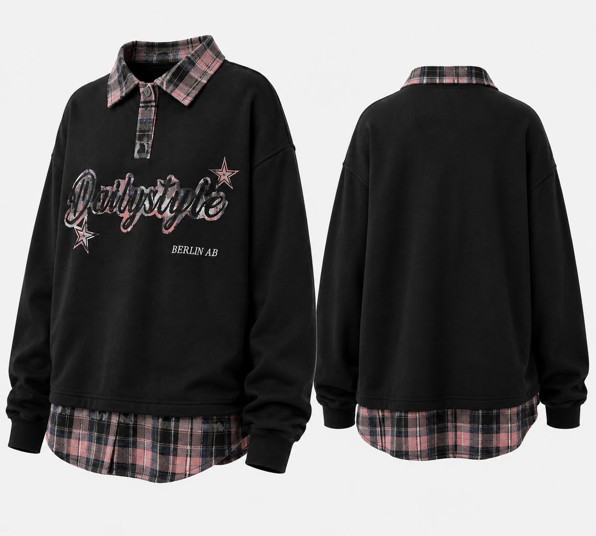 Layering Pullover „College“ – Schwarz