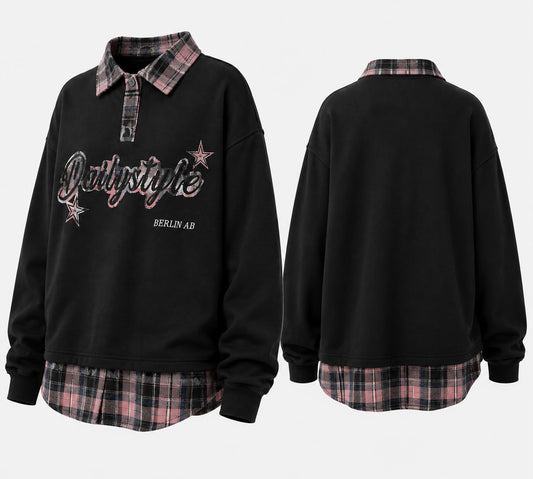 Layering Pullover „College“ – Schwarz