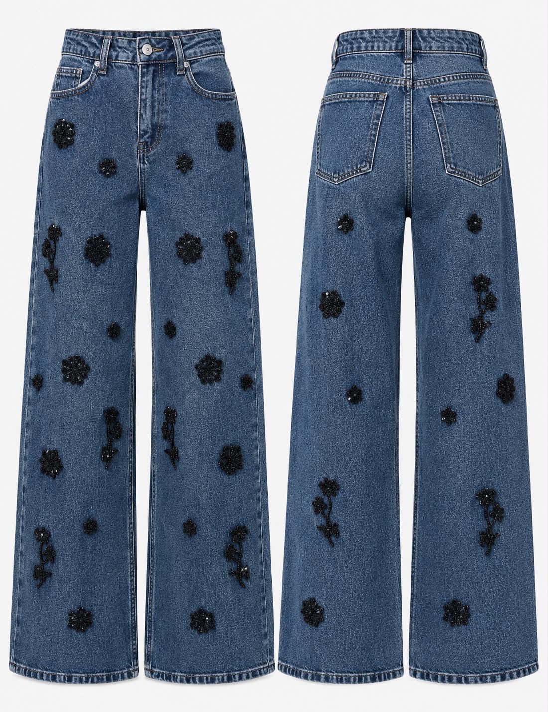 JeanWide Leg Jeans „Dots“ – Blau