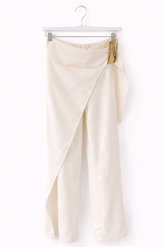 Statement Hose mit Drapierung & Gold-Detail