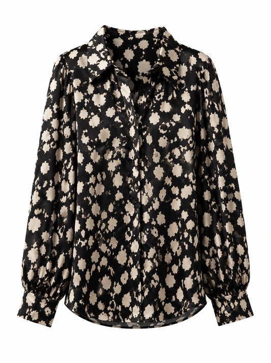 Bluse „Flower“ – Schwarz & Bordeaux