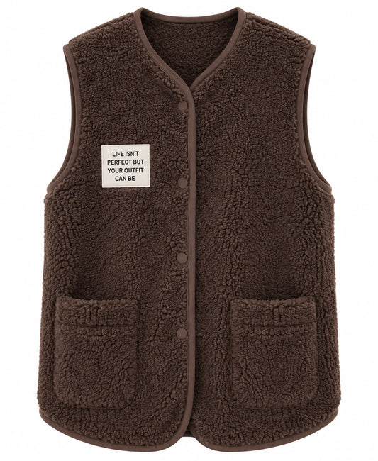 WestLange Teddy Weste – Beige & Braun