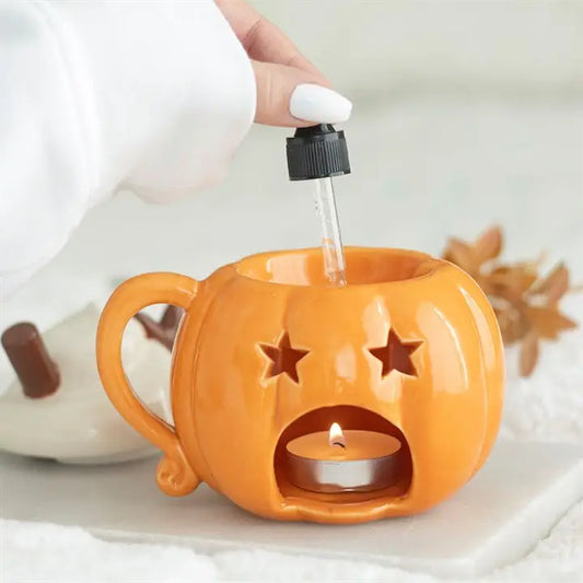 Kürbis-Creme Duftlampe mit Deckel – herbstlicher Öl- und Wachswärmer
