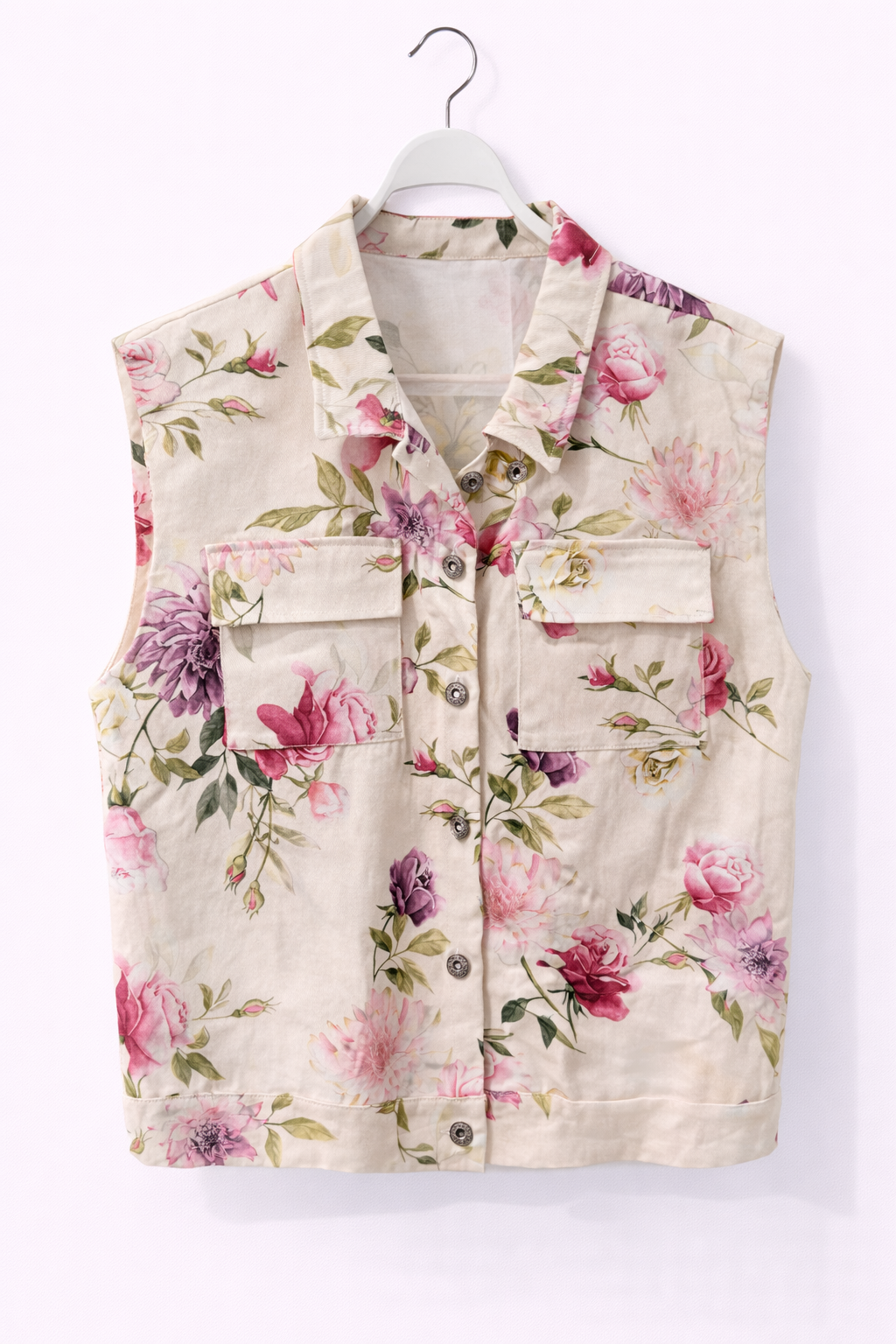 Blumen Weste – Beige/Rosa