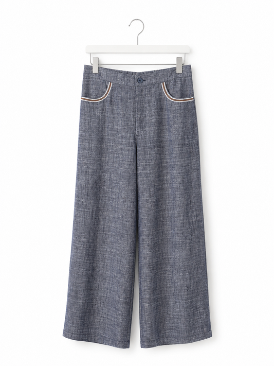 Wide-Leg Hose Blau