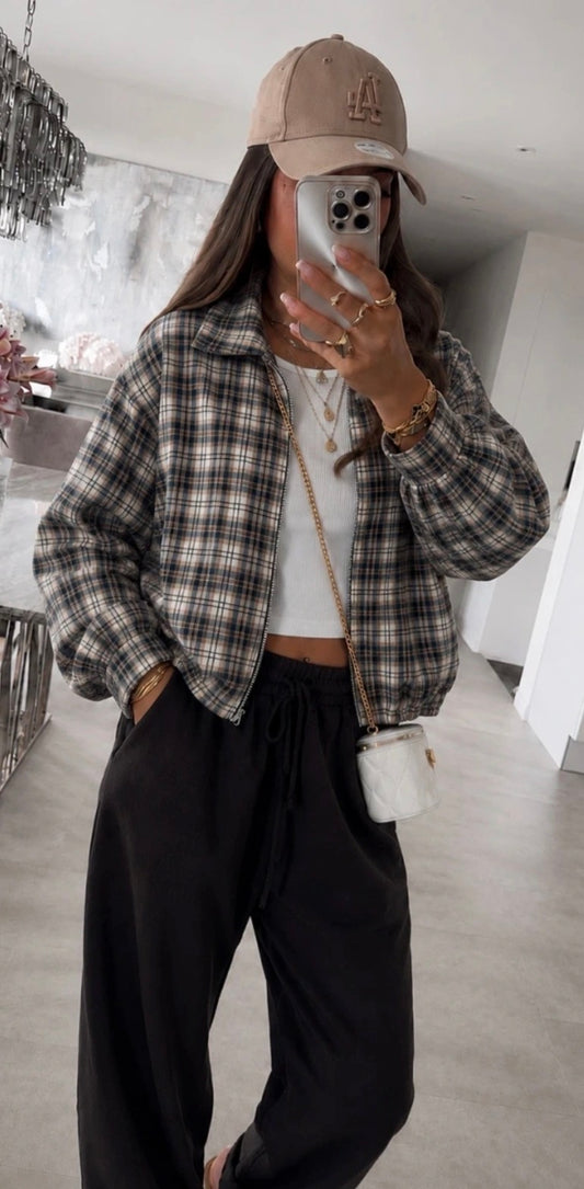 Karierte Sweatjacke