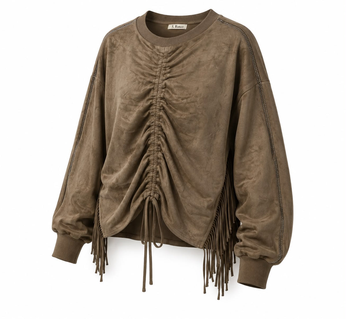 Fransen Pullover „Ruche“ – Braun & Schwarz