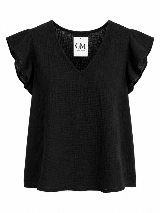 Damen Musselin Bluse mit Volantärmeln