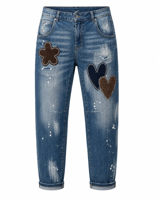 Jeans „Flower Love“ – Blau