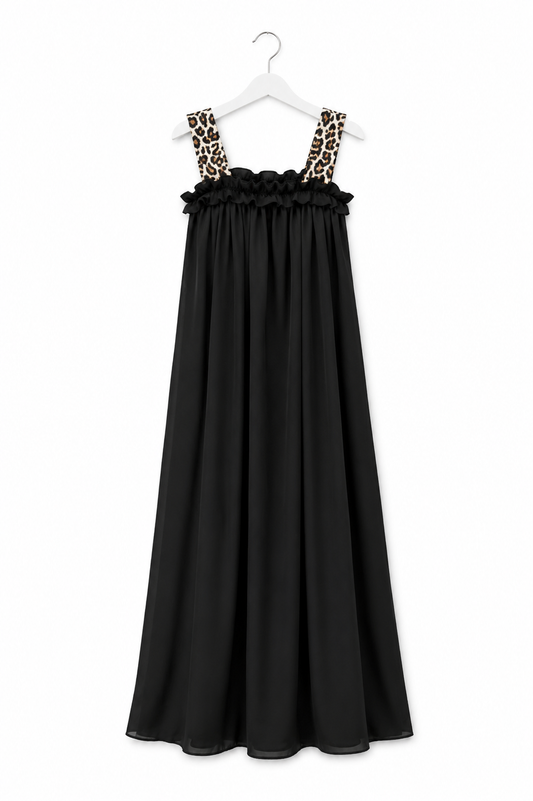 Damen Maxikleid mit Leo-Trägern