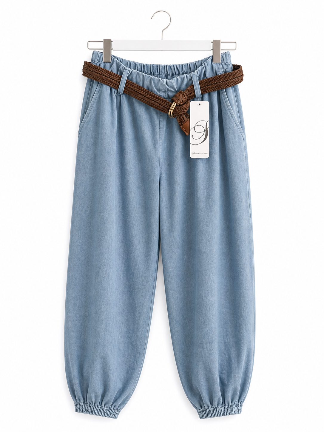 Sommerhose mit Gürtel (Denim Look)
