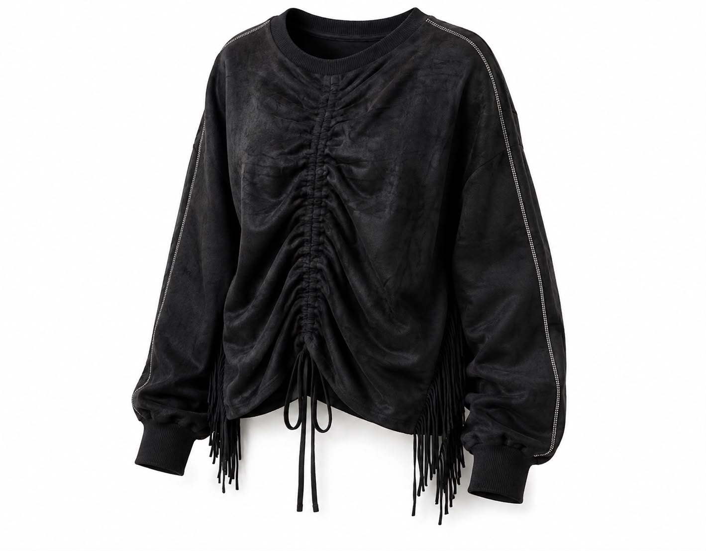 Fransen Pullover „Ruche“ – Braun & Schwarz