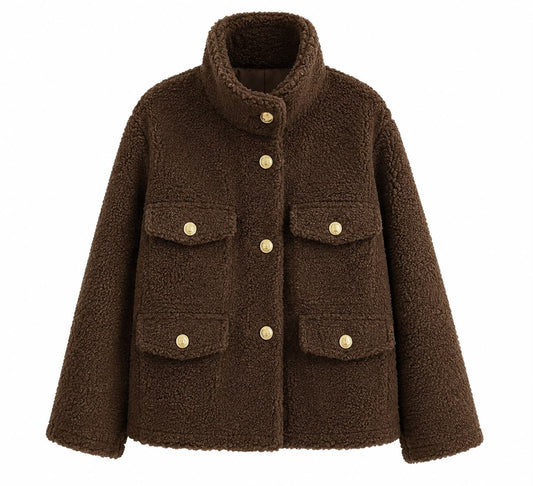 Teddy Jacke – Beige & Braun