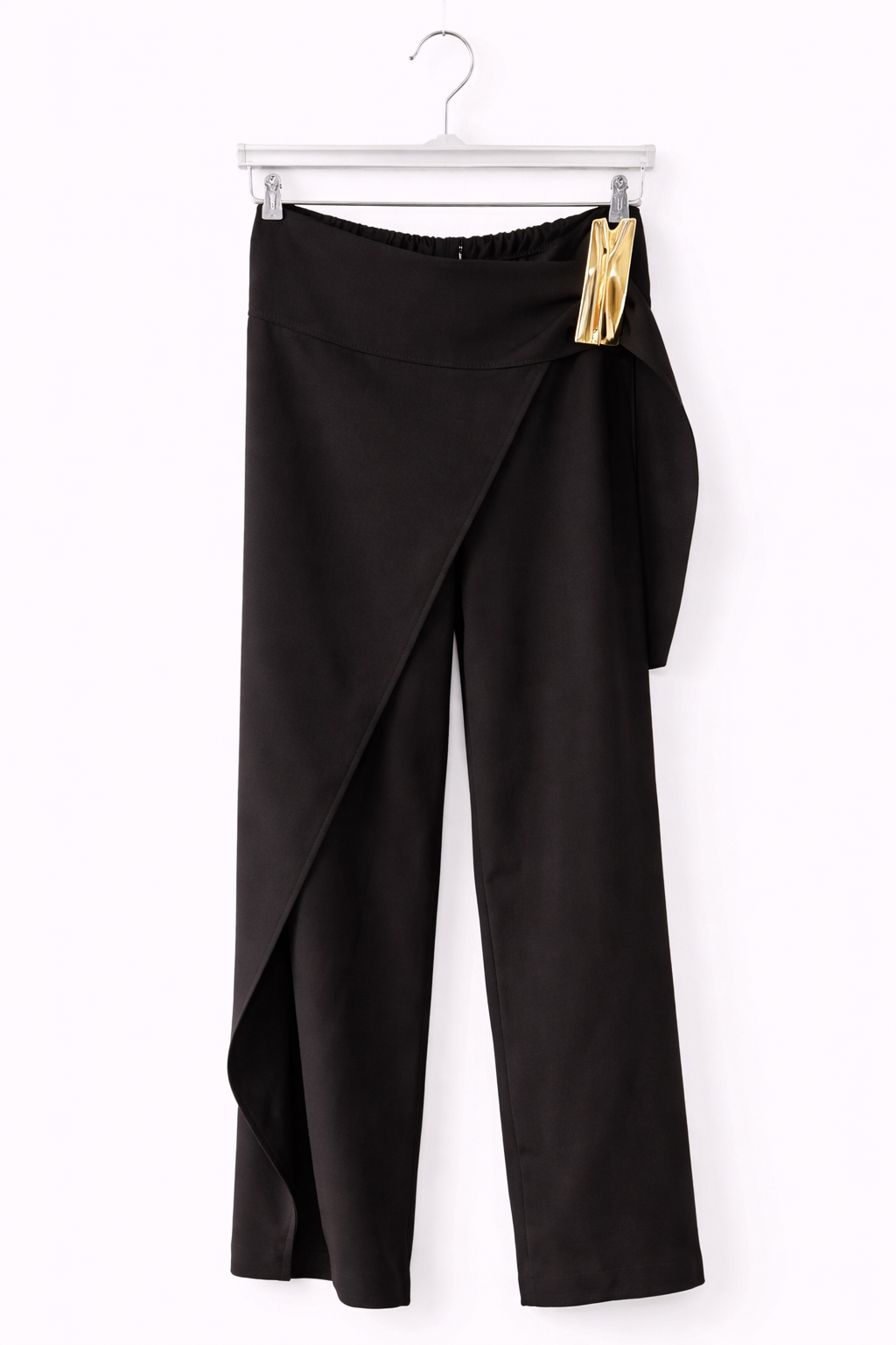 Statement Hose mit Drapierung & Gold-Detail