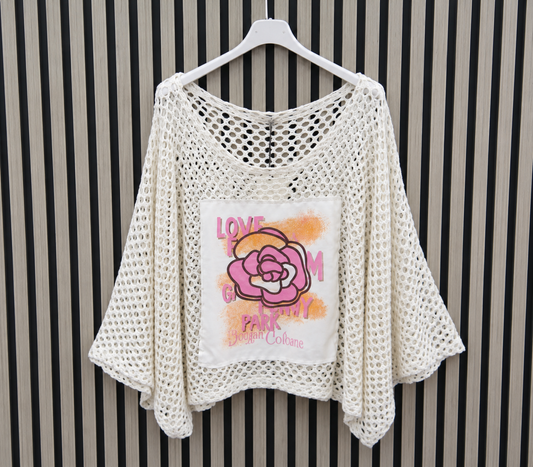 Häkelpullover „Love Bloom“ – Creme
