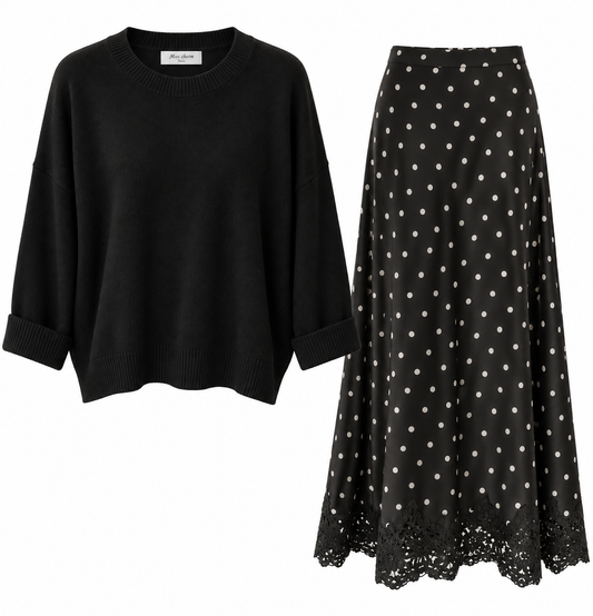 Strickpullover & Rock Set – Polka Dot
