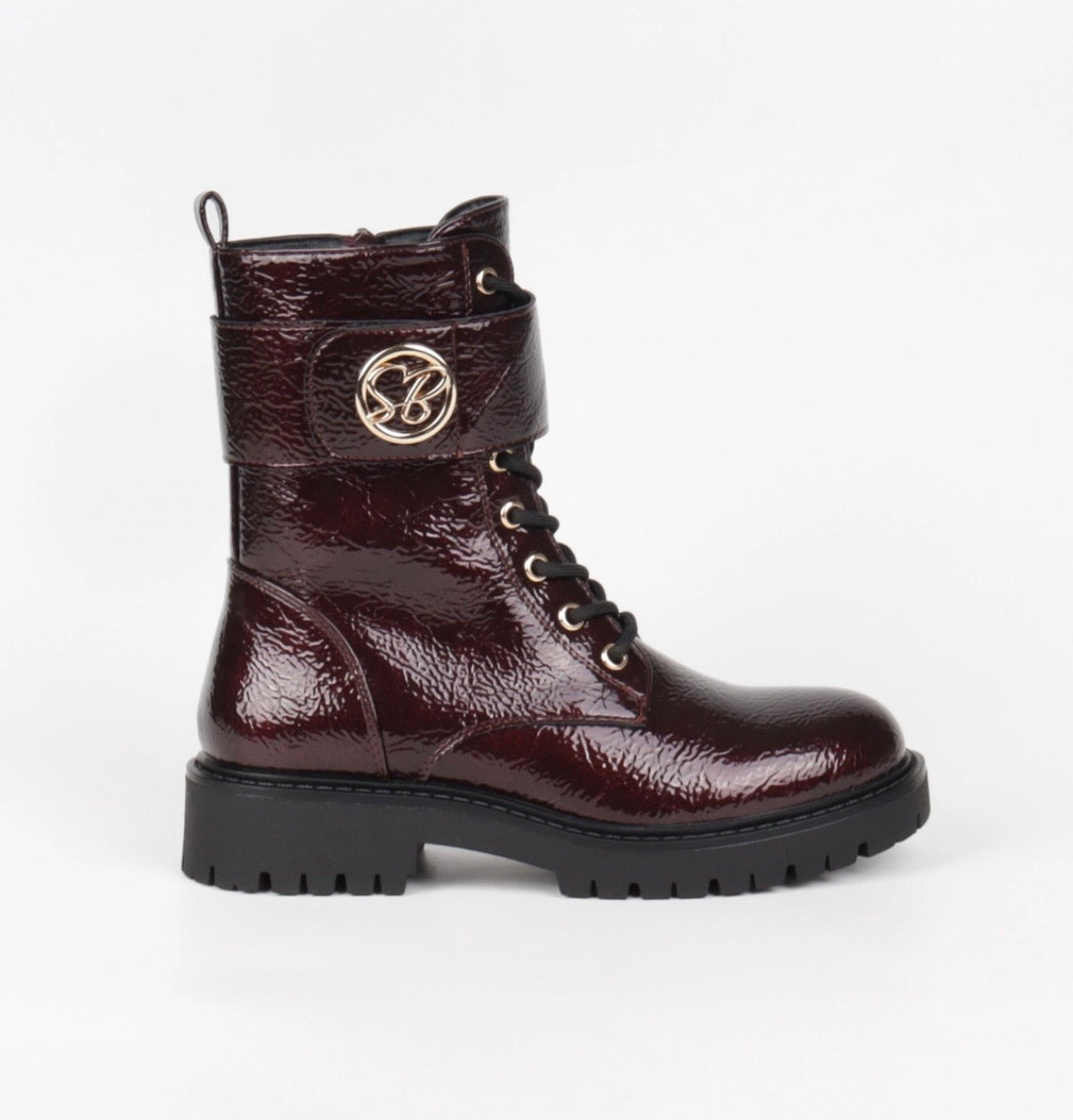 Lackstiefelette Bordeaux