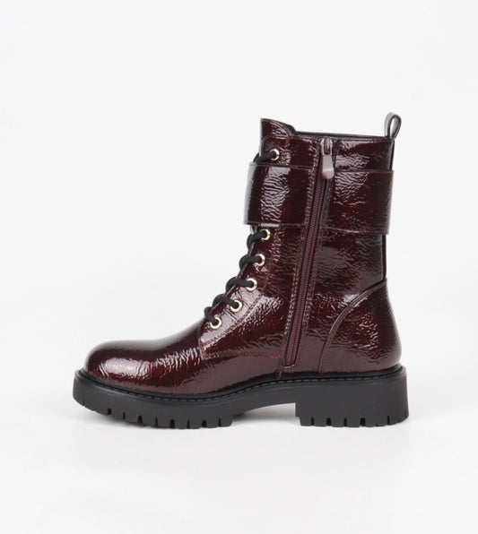 Lackstiefelette Bordeaux