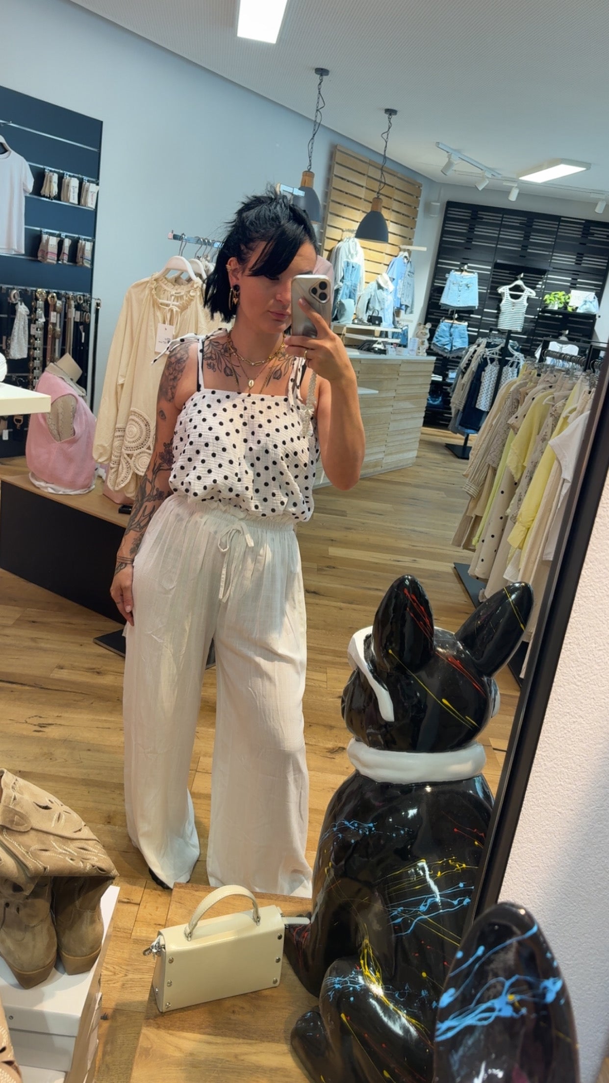 Pünktchen Sommer Top mit Schleifen