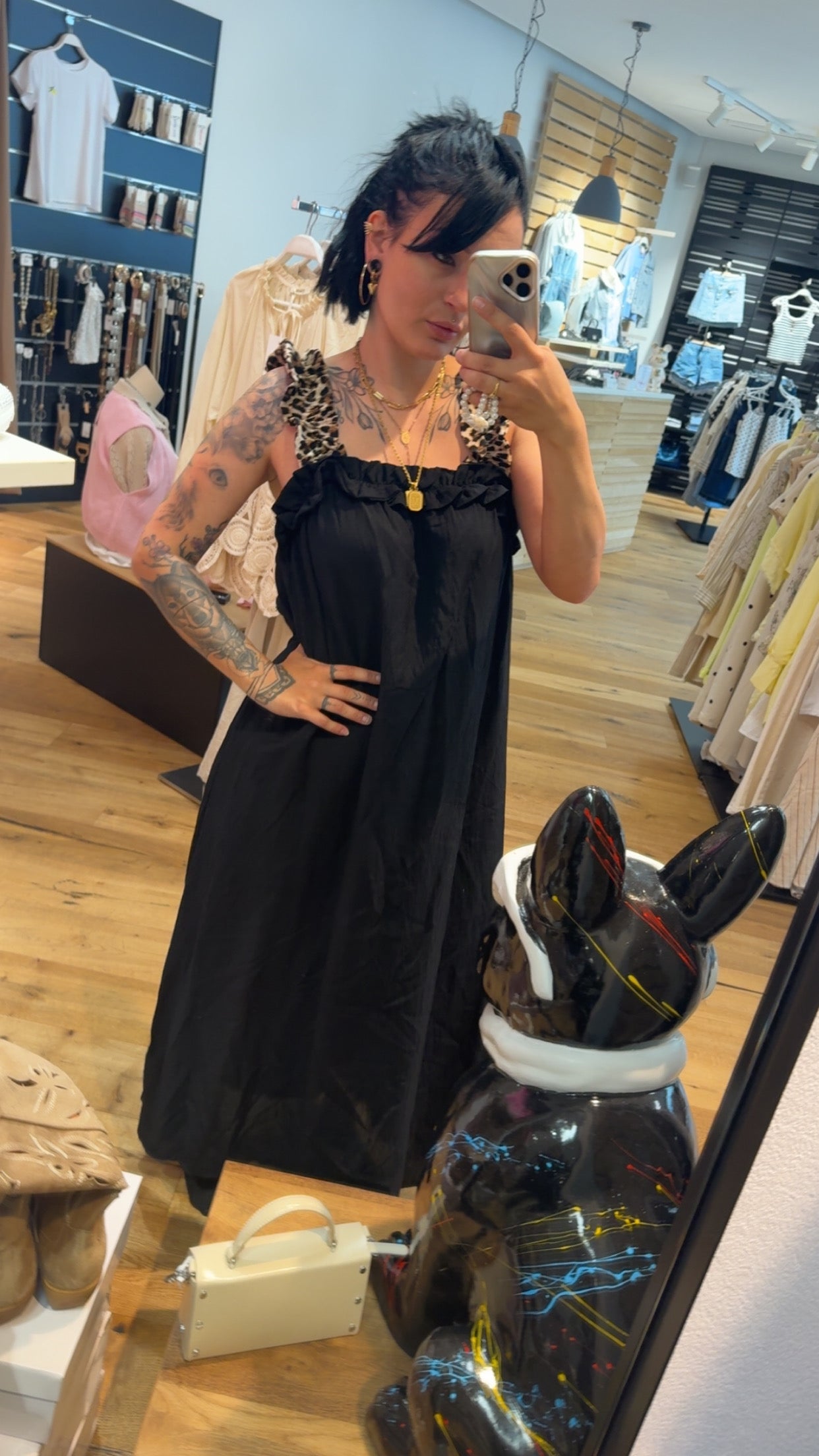 Damen Maxikleid mit Leo-Trägern