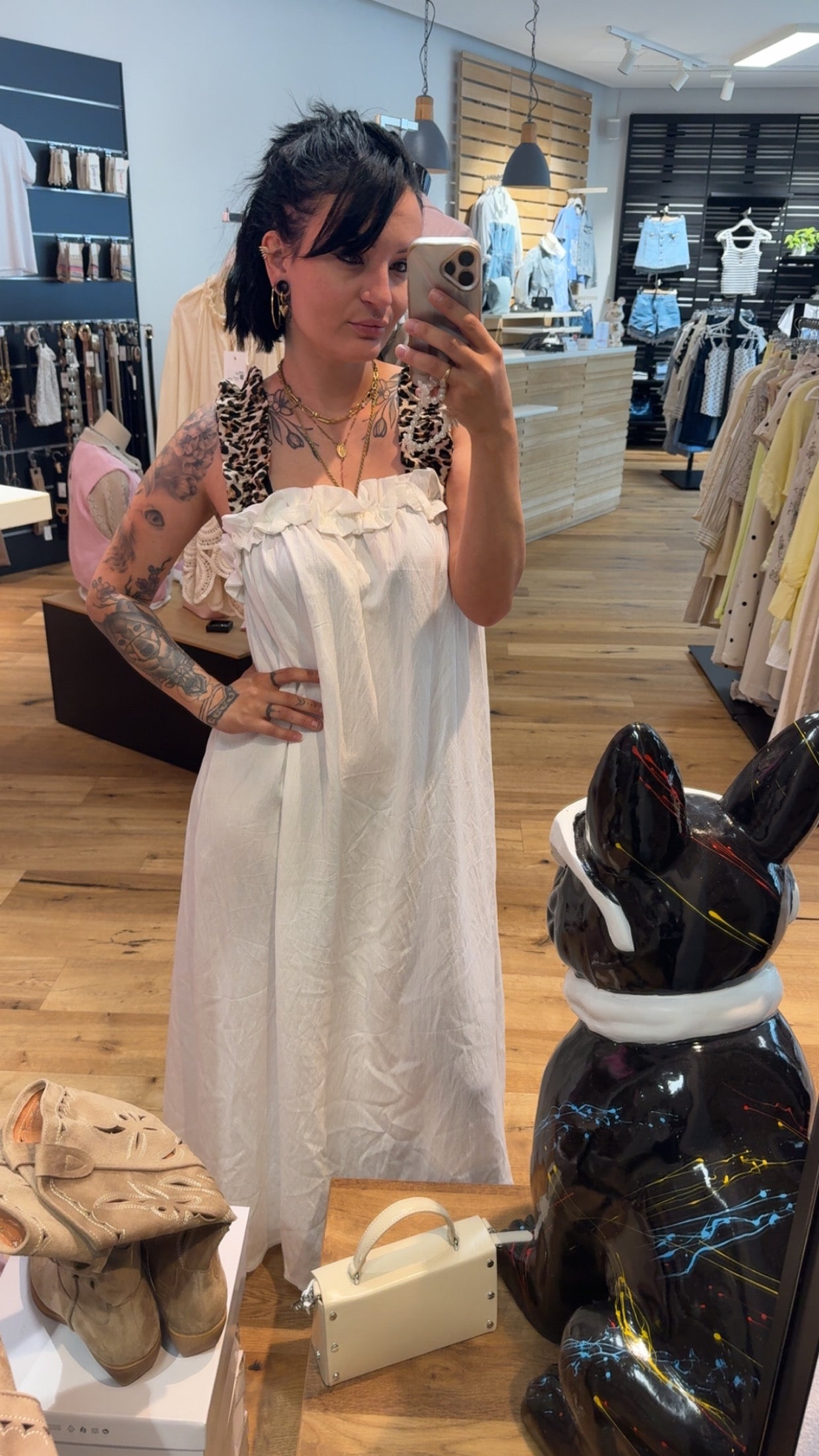 Damen Maxikleid mit Leo-Trägern
