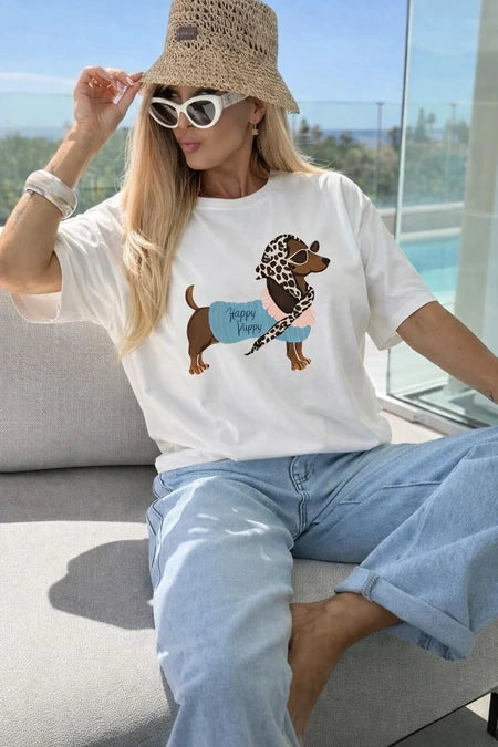 Dog-Print T-Shirt "Happy Puppy"