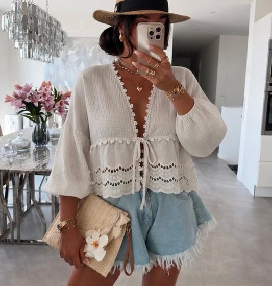Boho Spitzenbluse