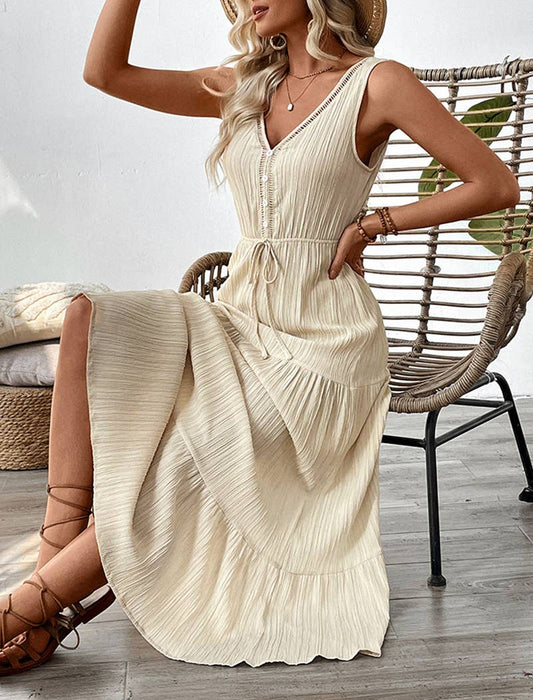 Ärmelloses Stufen-Kleid mit Knopfleiste