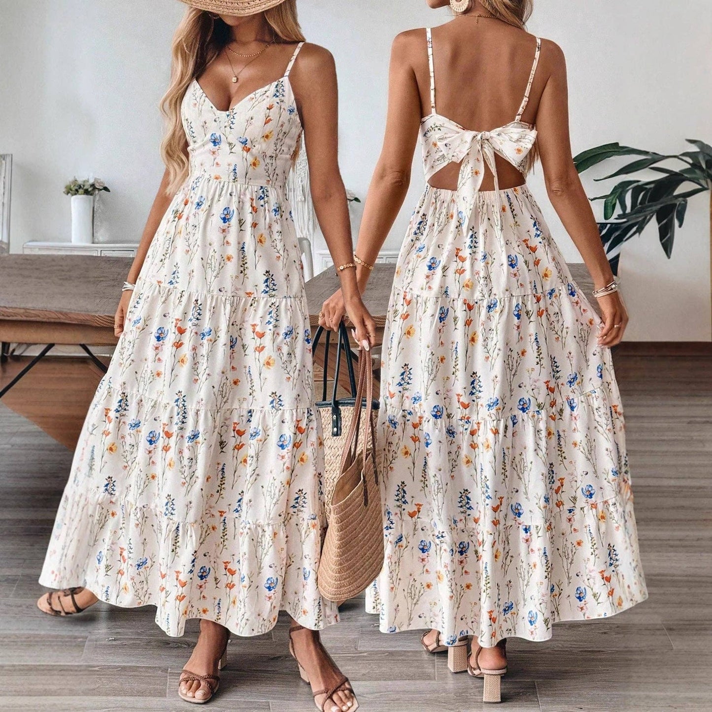 2026 Damen Das Resort Trägerloses Ärmelloses Midikleid