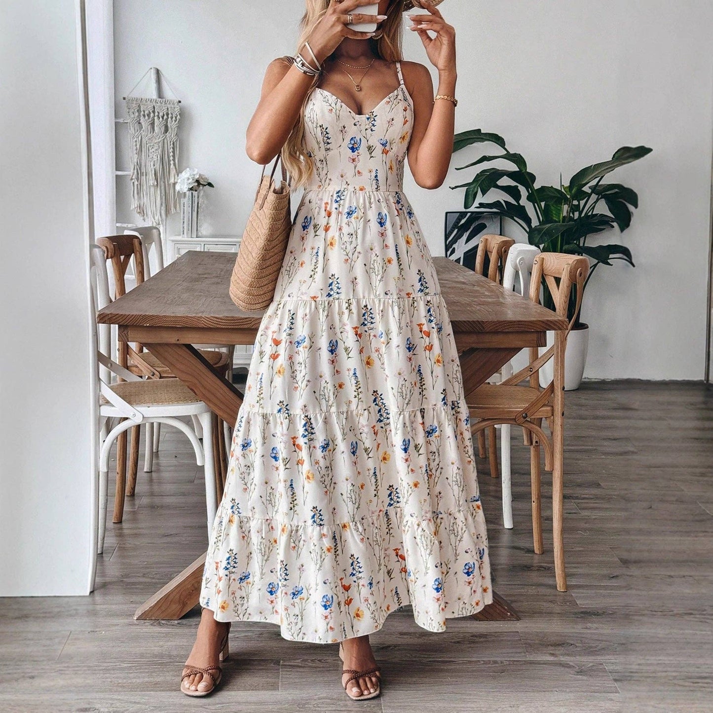 2026 Damen Das Resort Trägerloses Ärmelloses Midikleid