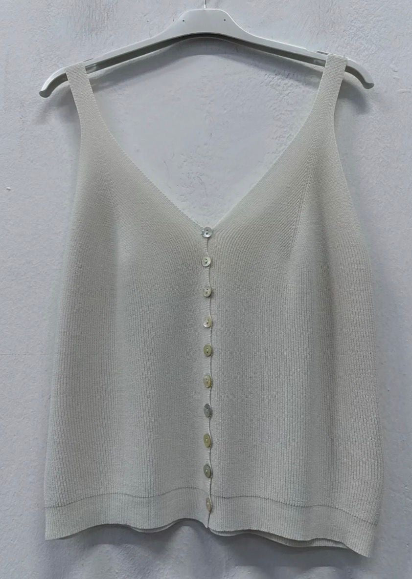 Button Knit Top – Beige / Pink / Navy